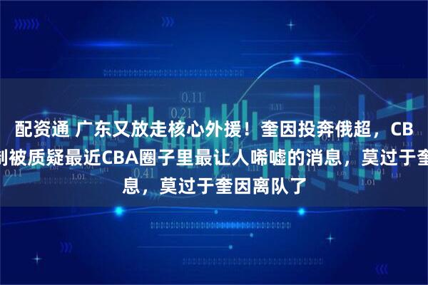 配资通 广东又放走核心外援!奎因投奔俄超,CBA合同机制被质疑最近CBA圈子里最让人唏嘘的消息,莫过于奎因离队了